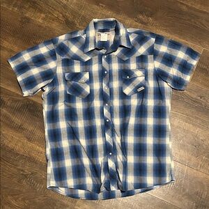 Wrangler Blue and White Plaid Shirt